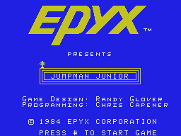 Jumpman Junior title screen for Colecovision